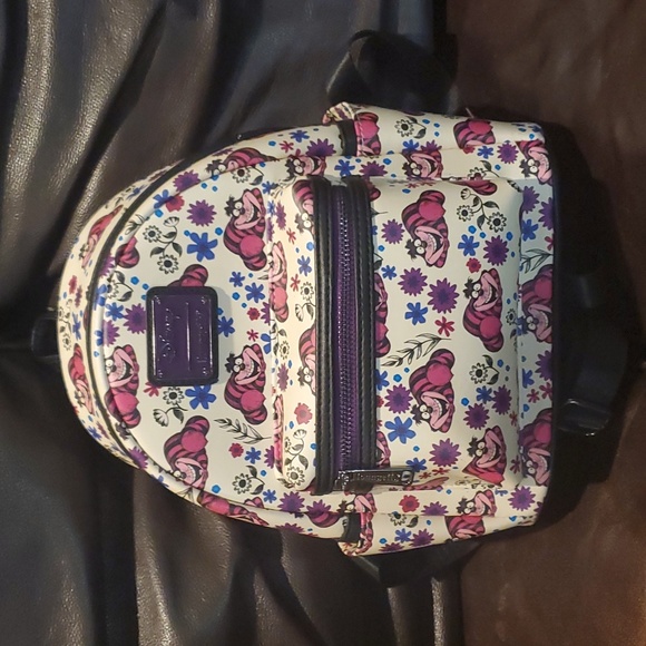 Loungefly Handbags - Loungefly Cream and Purple Cheshire Cat Backpack